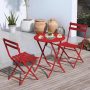 AUTMOON 3-Piece Metal Foldable Bistro Set, All Weather-Resistant Outdoor/Indoor Conversation Set for Patio, Yard, Garden-Red - Image 1