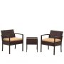 3-Piece Brown Rattan Wicker Outdoor Bistro Set with Yellow Cushions - Image 1