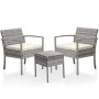 3-Piece Gray Rattan Wicker Outdoor Bistro Set with Off-White Cushions - Image 1