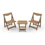 Zeus & Ruta Teak 3-Piece Plastic Foldable Outdoor Bistro Set with 2-Chairs and Rectangular Table for Garden, Backyard and Balcony - Image 1
