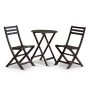 Zeus & Ruta Dark Brown 3-Piece Eucalyptus Wood Outdoor Bistro Set with Round Table for Garden, Backyard, Balcony and Poolside - Image 1