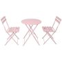 Zeus & Ruta Pink 3-Piece Metal Outdoor Bistro Set Patio Dining Set with Round Table for Garden, Backyard, Balcony and Poolside - Image 1