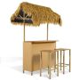 3 -Piece Wicker Outdoor Patio Set with PE Grass Canopy, Outdoor Serving Bar Table and Stools with Adjustable Feet - Image 1