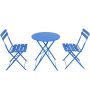 Zeus & Ruta Blue 3-Piece Metal Outdoor Bistro Set Patio Dining Set with Round Table for Garden, Backyard, Balcony and Poolside - Image 1
