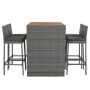 5-Piece Wicker Outdoor Bistro Set with Non-Slip Feet and Fixed Rope, with Gray Removable Cushion, Acacia Wood Table Top - Image 1