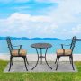 3-Piece Aluminum Outdoor Bistro Set with Umbrella Hole, Bar Table and Beige Cushion, for Poolside, Porch, Balcony, Black - Image 1