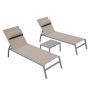 OLUMAT 3-Piece Aluminum Outdoor Serving Bar Set with Headrest and Metal Side Table, Khaki FO-STY-35 - Image 1