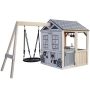 KidKraft Savannah Swing Wooden Outdoor Playset with Web Swing and Play Kitchen - Image 1
