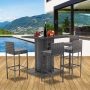 5-Piece Gray Gradient Wicker Outdoor Bistro Set Patio Conversation Bar Set with Locker Table and Stools - Image 1