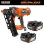 RIDGID 18V Brushless Cordless 21° 3-1/2 in. Framing Nailer with 18V Lithium-Ion 4.0 Ah Battery (2-Pack) - Image 1