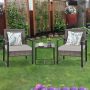 3-Piece Set Of Wicker Patio Outdoor Bistro Set with Gray Cushions and Gray Frame - Image 1