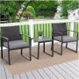 Zeus & Ruta 3-Piece Black Wicker Outdoor Bistro Set with Gray Cushions - Image 1