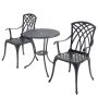 3-Piece Cast Aluminum Patio Outdoor Bistro Table Set with Umbrella Hole for Patio Balcony, Black - Image 1