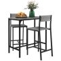 Gray 3-Piece Wood Outdoor Dining Set, Counter Height Kitchen Table with Bar Stools Set for 2 for Small Space Living Room hj-152 - Image 1