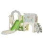 Green HDPE Indoor and Outdoor Playset with Buffer Slide and Height-Adjustable Swing - Image 1
