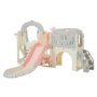 Pink HDPE Indoor and Outdoor Playset with Buffer Slide and Height-adjustable Swing - Image 1