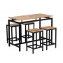Zeus & Ruta 5-Pieces Brown Metal Outdoor Dining Set Modern Industrial Design Bar Table Set for Dining Room Indoor - Image 1