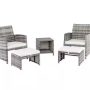 Grey 5-Piece Wicker Patio Conversation Set with White Cushions - Image 1