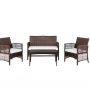 Flexible Brown 4-Piece Wicker Patio Conversation Set with White Cushions - Image 1